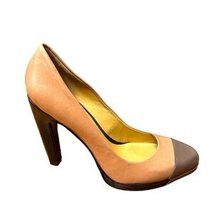 NINE West Baroque Womens Two Tone Leather Heels